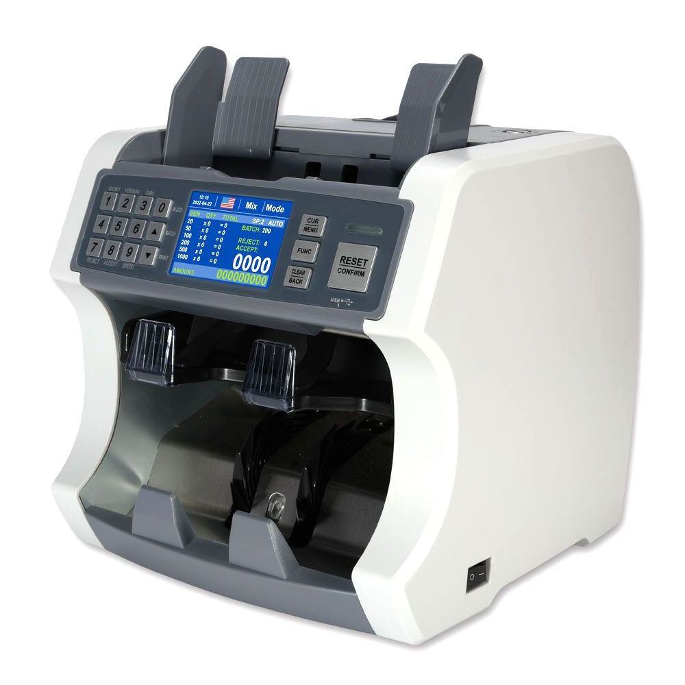 HL-S200 two/2 pockets mixed value denomination CIS Bill Banknote cash money note currency value counter  sorter counting machine