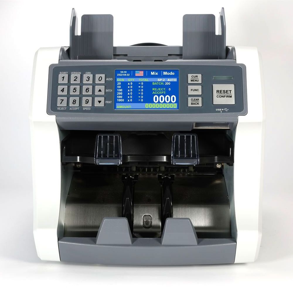 HL-S200 two/2 pockets mixed value denomination CIS Bill Banknote cash money note currency value counter  sorter counting machine