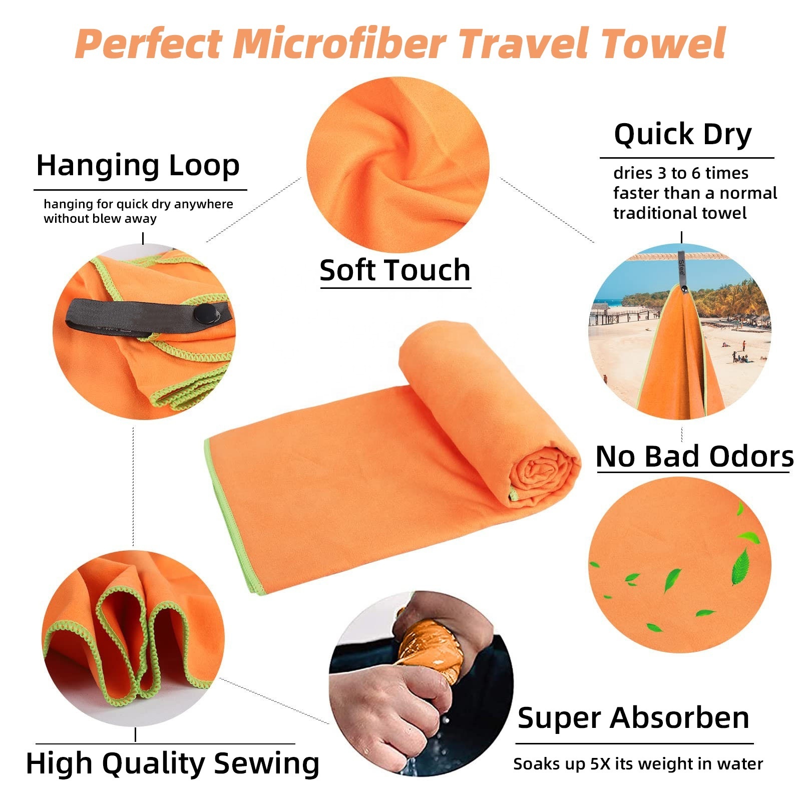 Customized Camping Running Hiking Travel Fitness Gym Woven Activities Exercise Quick Dry Breathable Microfiber Sports Towels