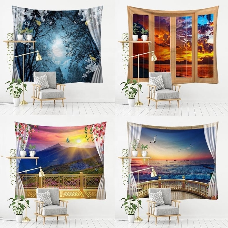 Window Starry Sky Series Bedroom Aesthetic Live Broadcast Background 3D Printed Rectangle High Quality Polyester Tapestries