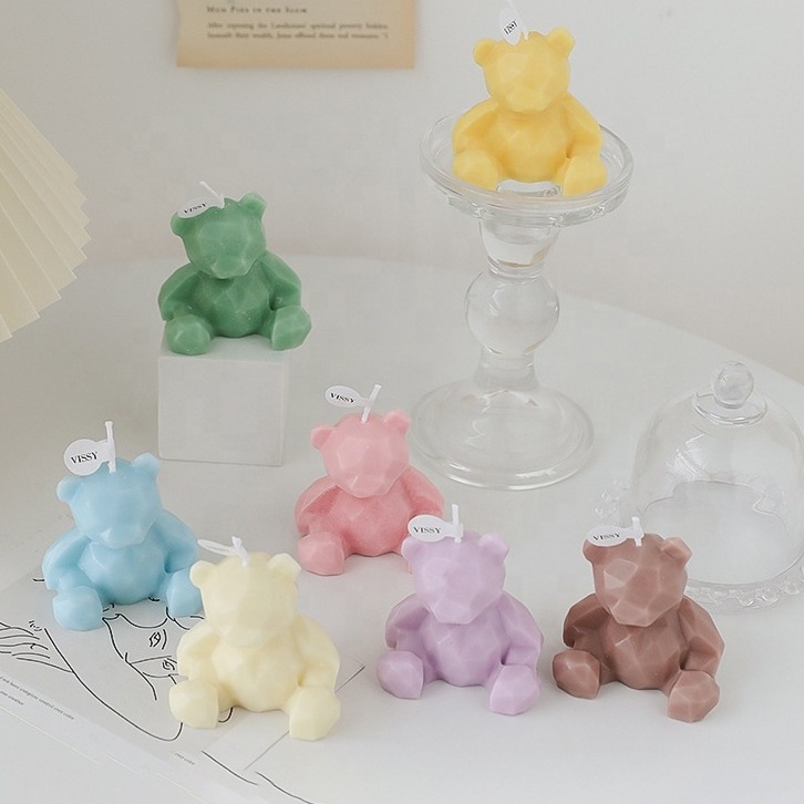 Hot Sell Birthday Holiday Party Home Decor Lovely Cute 3D Little Bear Candle Atmosphere Prop Scented Soy Wax for Candle Making