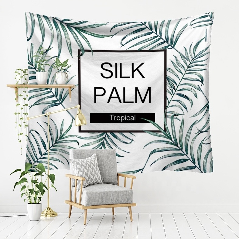 Live Broadcast Background Cloth Green Plant Series Wall Hanging Beach Towel Shawl Sun Protection Reusable 3D Printed Tapestries