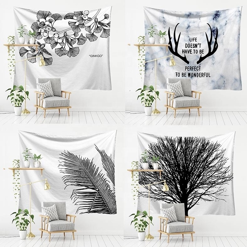 Live Broadcast Background Cloth Green Plant Series Wall Hanging Beach Towel Shawl Sun Protection Reusable 3D Printed Tapestries