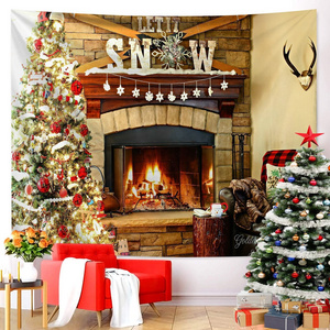 Refined Premium Vintage Warm Romantic Ambiance Colorful Christmas Fireplace Series Poster Blanket Tapestry Holiday Present