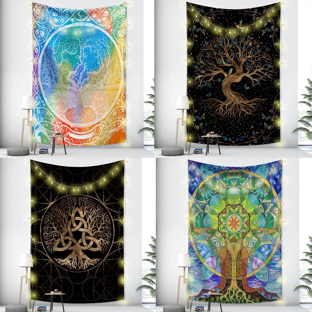 Premium Ambience Tree Life Series Home Decoration Bedroom Aesthetics Poster Blanket Tapestries Mediation Yoga Picnic Mat