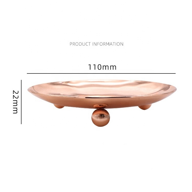 Exquisite 4 Color Gold Silver Rose Gold Black Stainless Steel Creative Stable Ball Bottom Mosquito Scented Candle Tray