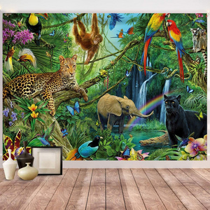 Vibrant Bright Colorful Refined Unique Multipurpose Interesting Jungle Animals Landscapes Series 3D Digital Printing Tapestries