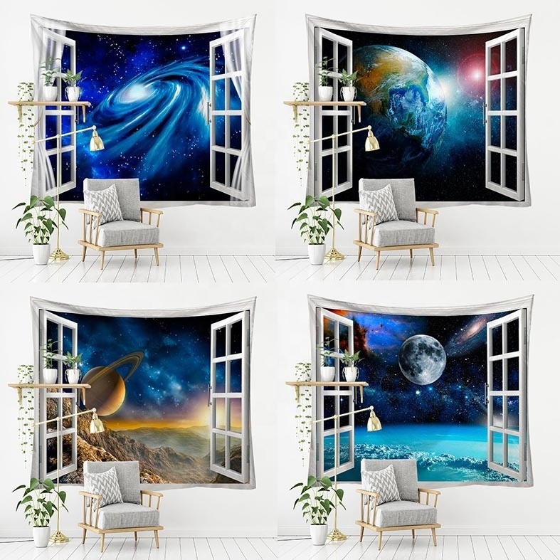 Window Starry Sky Series Bedroom Aesthetic Live Broadcast Background 3D Printed Rectangle High Quality Polyester Tapestries