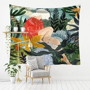 Vibrant Bright Colourful Healing Hand-Drawn Illustration Series Bedroom Aesthetic Artwork Art Decor 3D Printed Tapestries