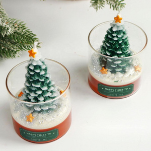 Scenes Premium Ambience Creative Emulate Sequin Cedarwood Christmas Tree Glass Jar Fragrance Aromatherapy Scented Candles