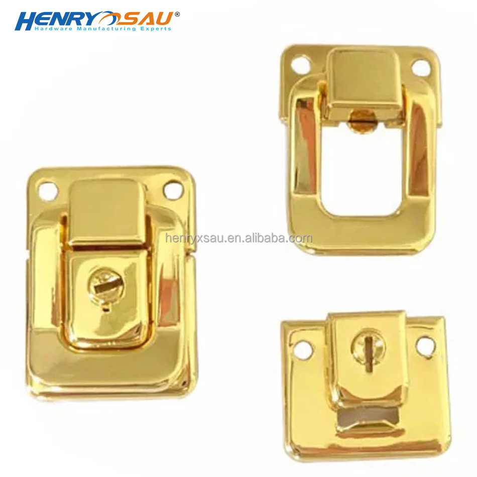 Imitating Gold Plating Lockable Version Brief & Draw Latches Block Catch with Key Equipment Box Toolbox Safety Tower Buckle Lock