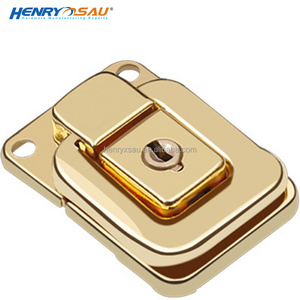 Imitating Gold Plating Lockable Version Brief & Draw Latches Block Catch with Key Equipment Box Toolbox Safety Tower Buckle Lock