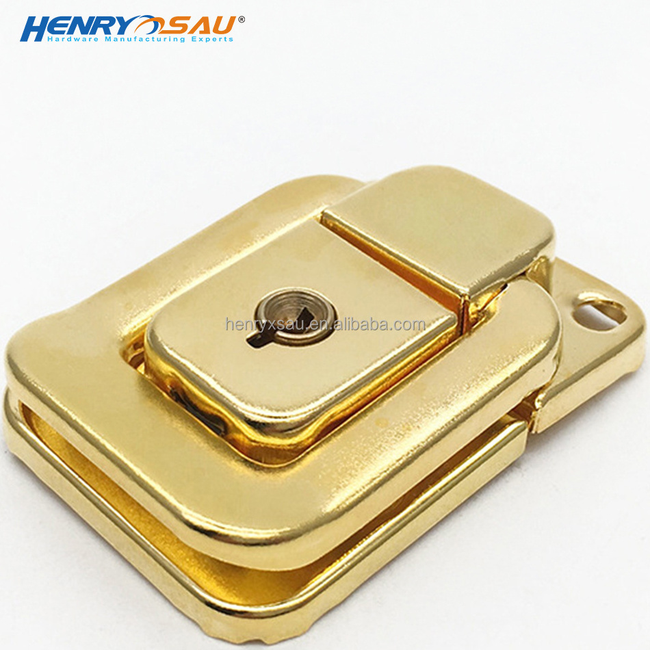 Imitating Gold Plating Lockable Version Brief & Draw Latches Block Catch with Key Equipment Box Toolbox Safety Tower Buckle Lock