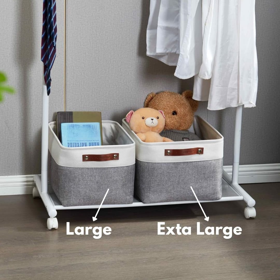 Storage Bins Fabric Basket for Shelves Organizing Closet Shelf Nursery Toy Large Linen Closet Organizers with Handles Cubes