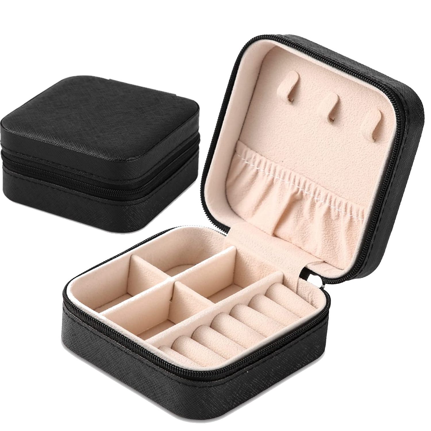 Portable Travel Mini Jewelry Box Leather Jewellery Ring Organizer Case Storage Gift Box Girls Women Pink White Black Green