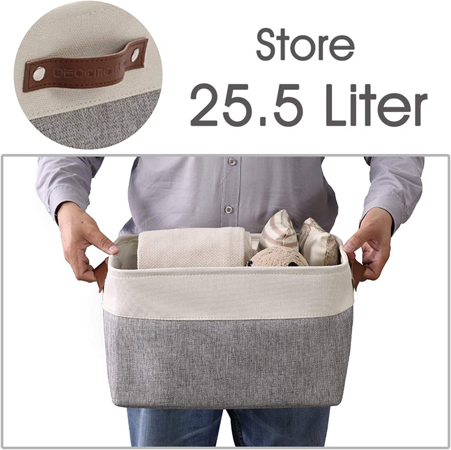 Storage Bins Fabric Basket for Shelves Organizing Closet Shelf Nursery Toy Large Linen Closet Organizers with Handles Cubes