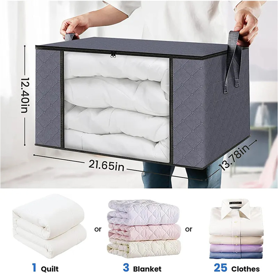 Hot Sell Translucent Moisture Waterproof Dust-proof Large Capacity Thickened Hanging Closet Storage Bins Clothing Quilt O