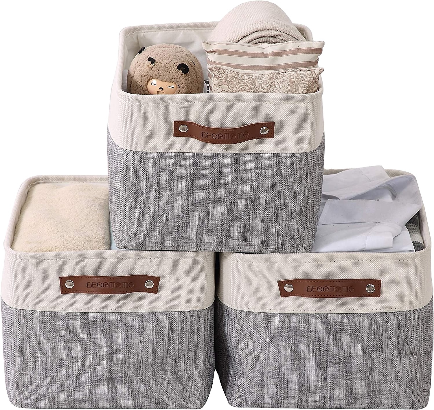 Storage Bins Fabric Basket for Shelves Organizing Closet Shelf Nursery Toy Large Linen Closet Organizers with Handles Cubes