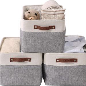 Storage Bins Fabric Basket for Shelves Organizing Closet Shelf Nursery Toy Large Linen Closet Organizers with Handles Cubes