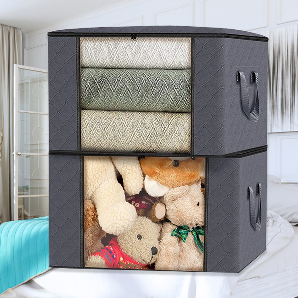 Manufacture Directly Translucent Waterproof Dust-proof Large Capacity Hanging Clothing Bins Storage Baskets For Clothes