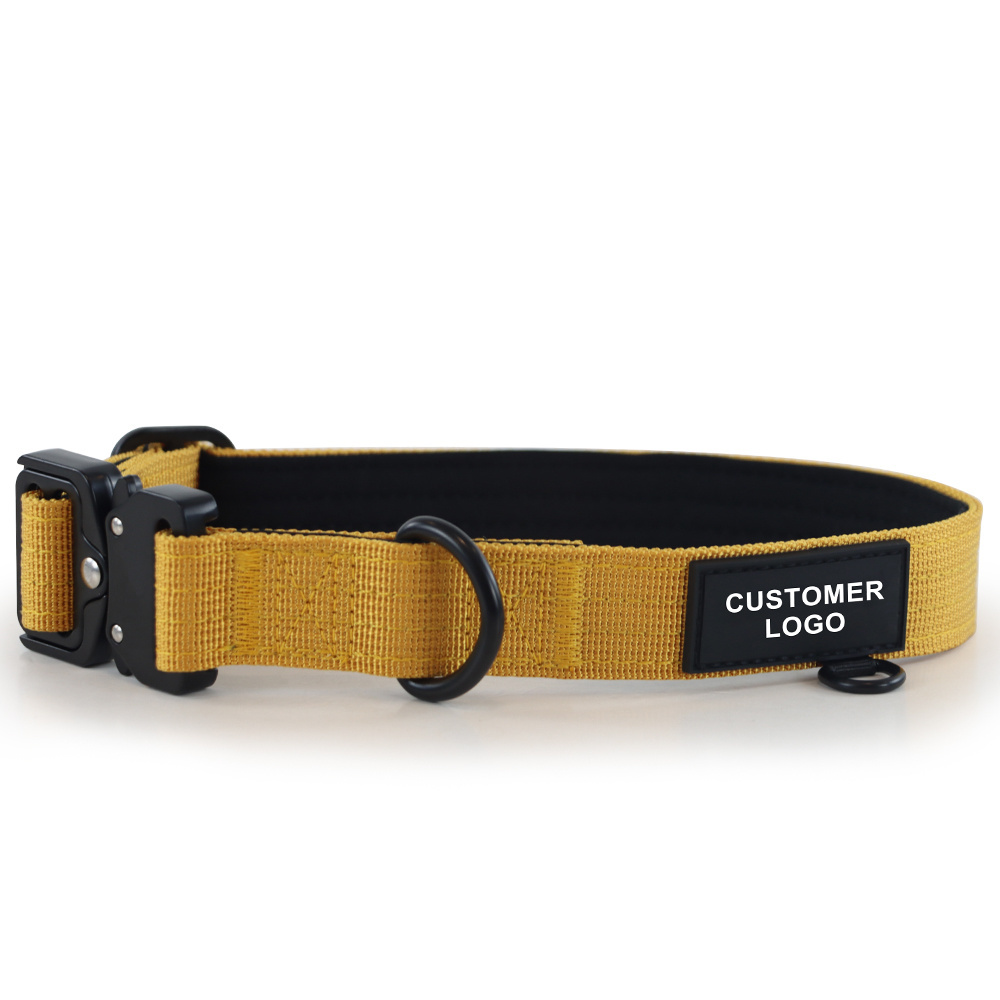 Manufacturer Adjustable Tactical Heavy Nylon Webbing Duty Dog Collar With Quick Release Metal Buckle