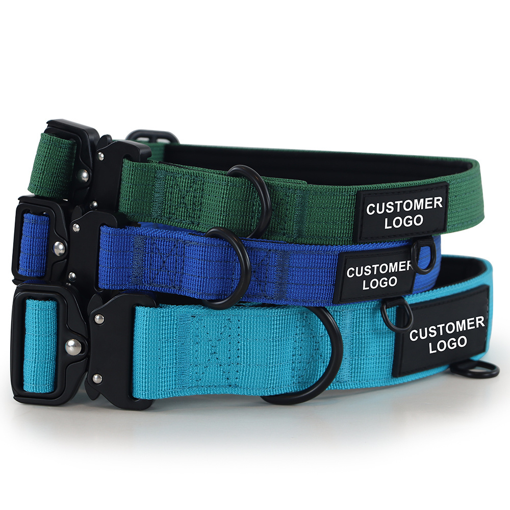 Manufacturer Adjustable Tactical Heavy Nylon Webbing Duty Dog Collar With Quick Release Metal Buckle