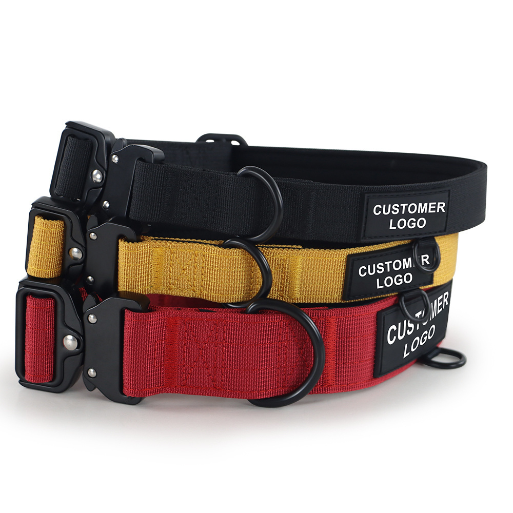 Manufacturer Adjustable Tactical Heavy Nylon Webbing Duty Dog Collar With Quick Release Metal Buckle