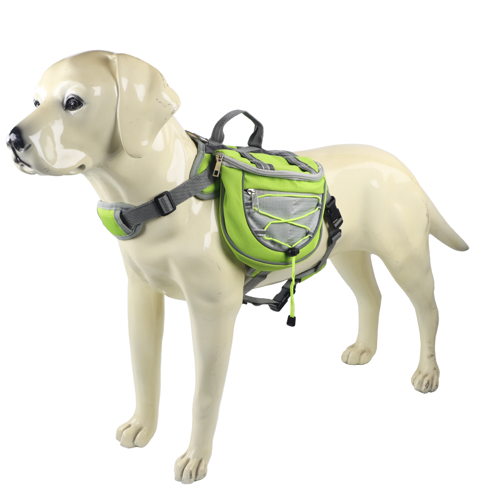 Adjustable Chest and Back Harness Canine Dog Backpack Harness Saddle Bags with Zippered Pockets for Camping Travel