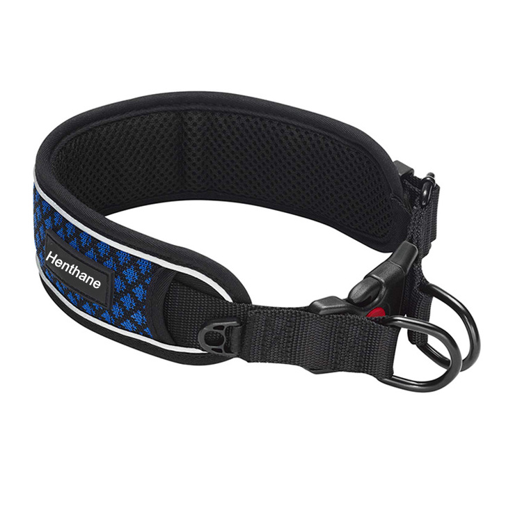 Dog Collar Manufacturer Neoprene Padded Comfortable Soft Mesh Custom Pattern Wide Reflective Dog Collar for Large Dog