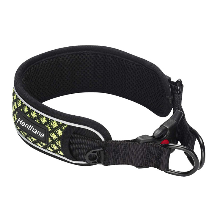 Dog Collar Manufacturer Neoprene Padded Comfortable Soft Mesh Custom Pattern Wide Reflective Dog Collar for Large Dog