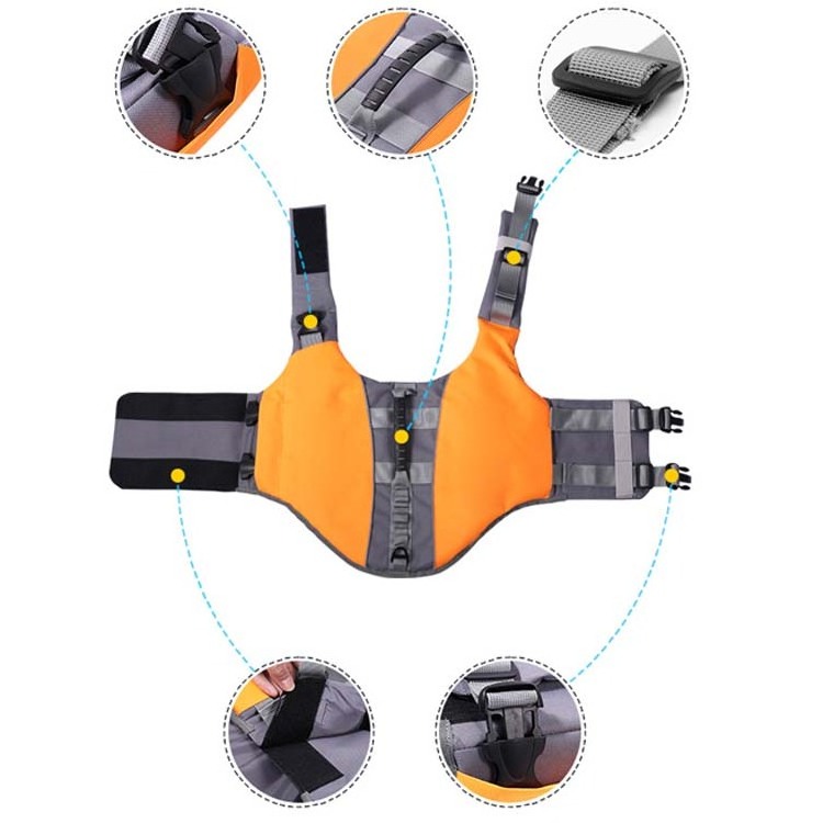 Dog Life Jacket Lightweight Adjustable Dog Safety Fin Life Jacket Vest for Pet Summer Swimming Dog Life Jacket