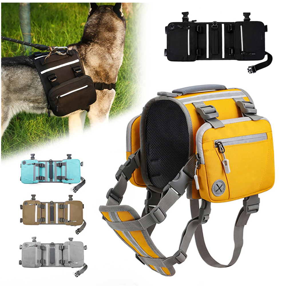 Custom Dog Tactical Saddlebag Backpack Back Pack Dog Harness Hiking Pack for Pets to Wear Camping Travel Vest Harness