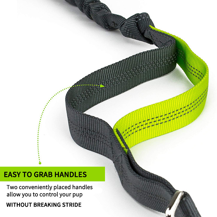 Multifunctional Pet Dog Walking Jogging Hiking Running Bungee Hands Free Dog Leash With Waist Pouch Belt Recycled Bag