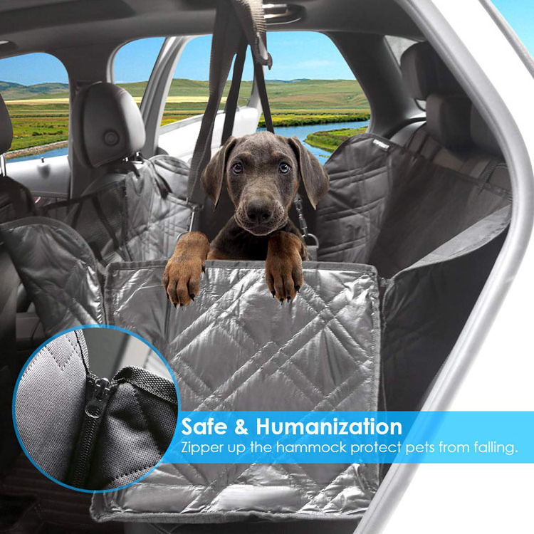 Washable Dog Hammock Mesh Visual Window Pet Seat Cover Waterproof Dog Car Seat Covers for Back Seat with Storage Pockets