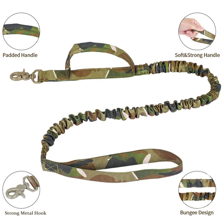 Heavy Duty Adjustable Custom Logo Camo Tactical Outdoor K9 Large Dog Collars And Leashes Set For Dogs