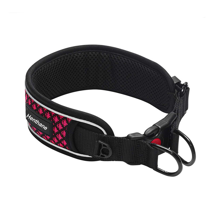 Dog Collar Manufacturer Neoprene Padded Comfortable Soft Mesh Custom Pattern Wide Reflective Dog Collar for Large Dog