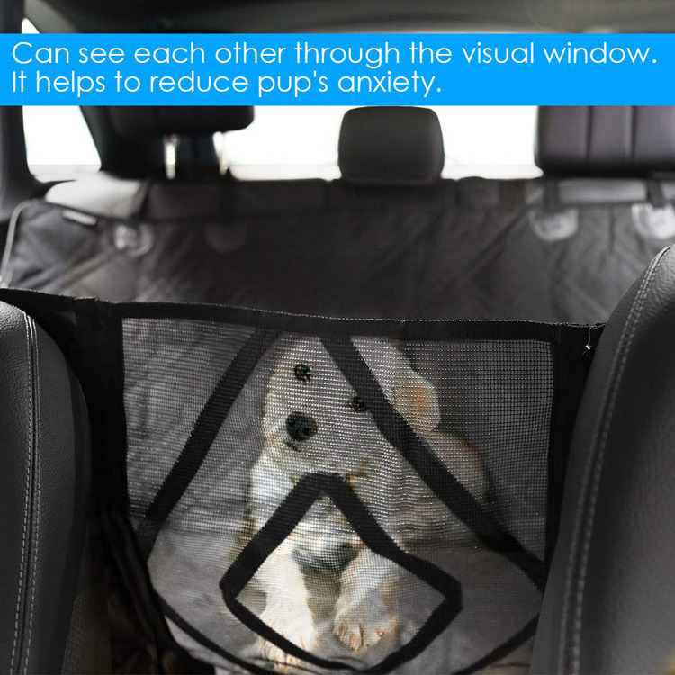 Washable Dog Hammock Mesh Visual Window Pet Seat Cover Waterproof Dog Car Seat Covers for Back Seat with Storage Pockets