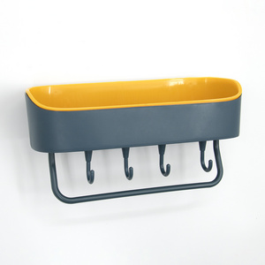 Wholesale Bathroom Shelf Wall Storage Shelves Mounted with Hooks for Kitchen Bathroom Storage Holder Box