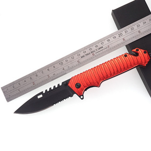 Aluminum Folding Blade Knife With Belt Cutter Serrated Knife Blade