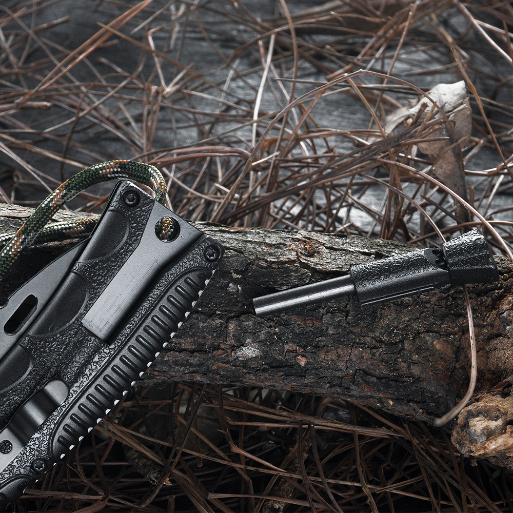 Best Outdoor Camping Hunting Bushcraft EDC Folding Tactical Paracord Survival Pocket Knife With Fire Starter