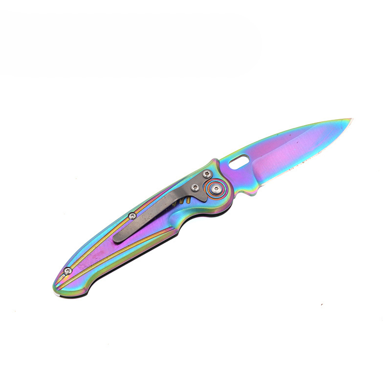 Titanium Polished Folding Blade titanium folding diving pocket  knife