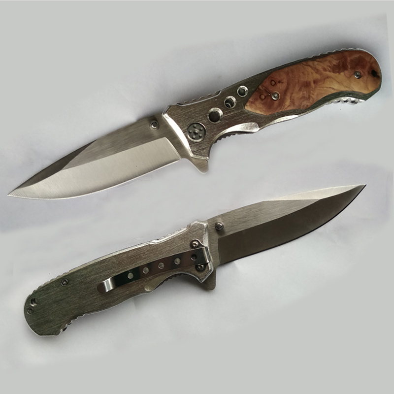 knife Best selling gift wooden combat stainless knife foldable pocket tactical survival outdoor hunting knife