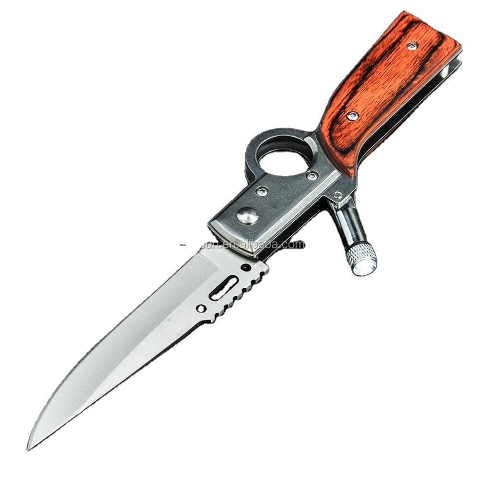 knife edc light folding hunting wood handle outdoor okapi bushcraft camping survival pocket knives knife