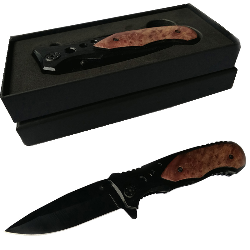 knife Best selling gift wooden combat stainless knife foldable pocket tactical survival outdoor hunting knife