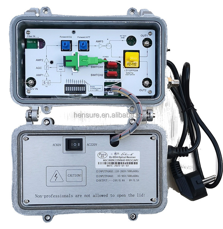 CATV 2 way optical receiver Outdoor Node High hfc  2 outputs optical node with  AGC Ultra-low -15dbm  cable tv fiber optic node