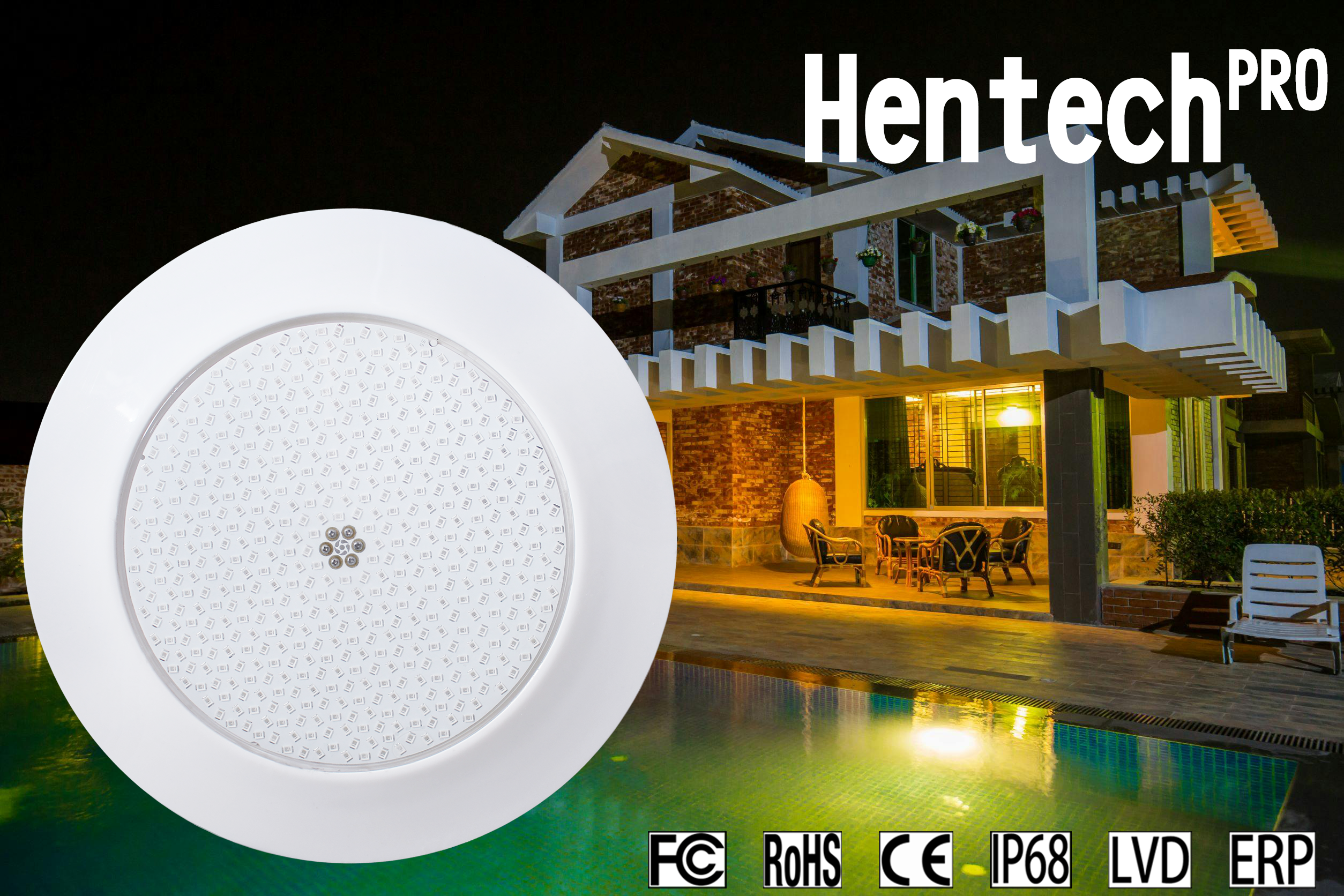 Hentech White/RGB Underwater LED Swimming Pool Light IP68 waterproof outdoor led bulb  for SPA pool pond