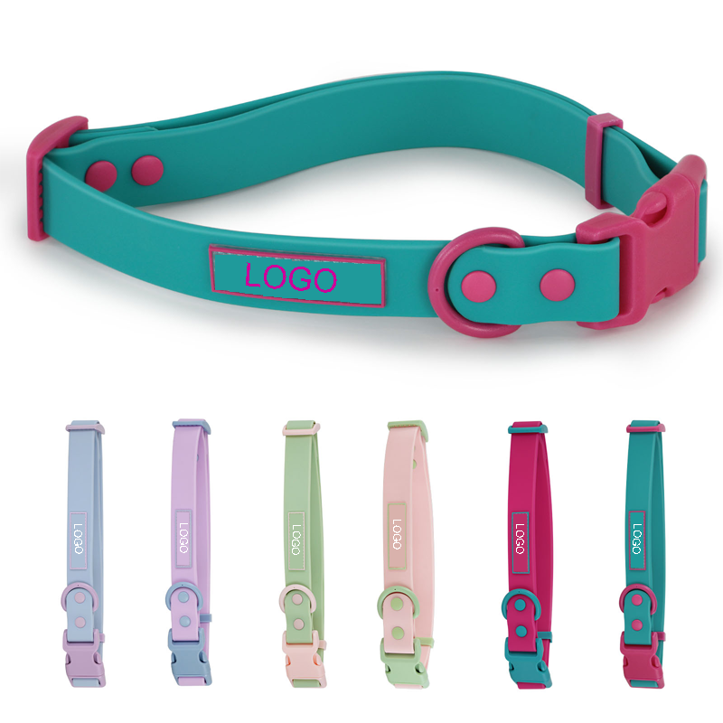 PVC Dog Collar Custom Bicolor Luxury Waterproof PVC Coated Webbing Silicone Dog Collar For Pets Outdoor