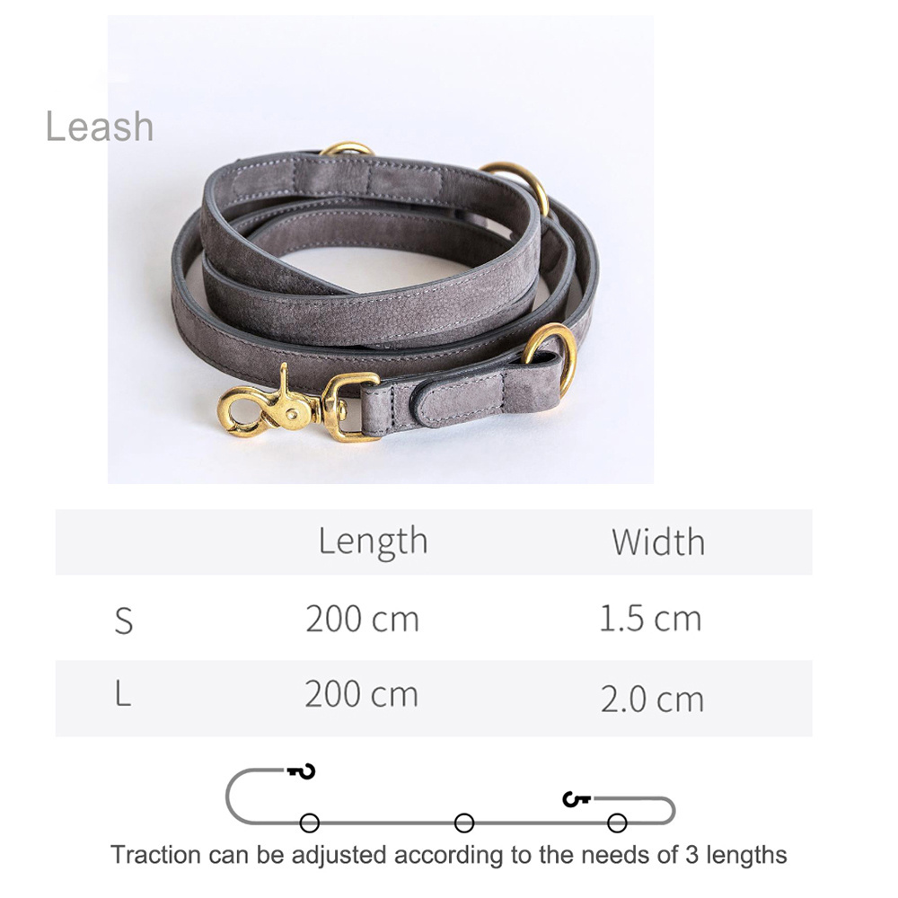 Adjustable Durable Safety Sturdy Running Real Premium Dog Leather Leash With Quick Release Metal Accessories Buckle