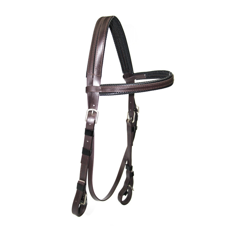 PVC Spanish Brass Buckle Horse Racing Products Brown Foam Leather Soft Padded Horse Bridle