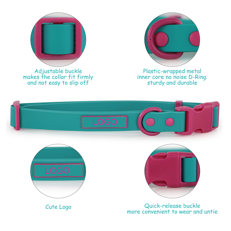 PVC Dog Collar Custom Bicolor Luxury Waterproof PVC Coated Webbing Silicone Dog Collar For Pets Outdoor